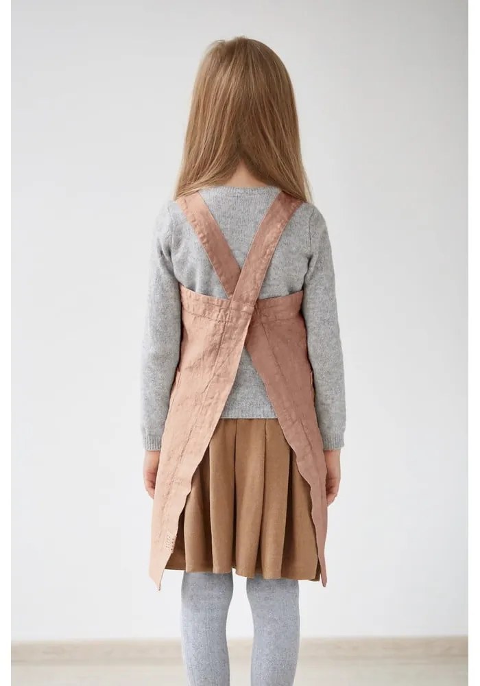 Детска оранжева ленена престилка Pinafore, 72 x 45 cm - Linen Tales