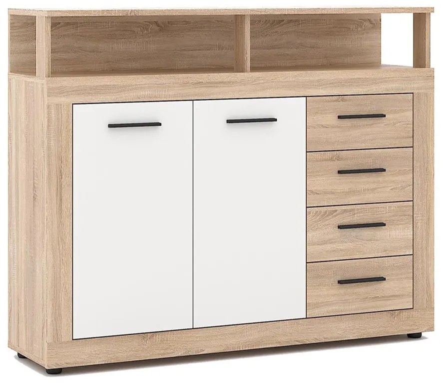 Комод RUNA дъб сонома/бял