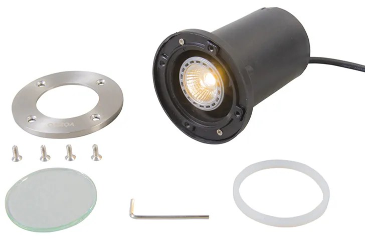 Интелигентно подово петно от неръждаема стомана, вкл. WiFi GU10 IP65 - Basic Round