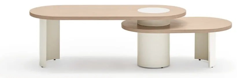 Кремава/в естествен цвят масичка за кафе от декор от ясен 50x120 cm Nori – Teulat