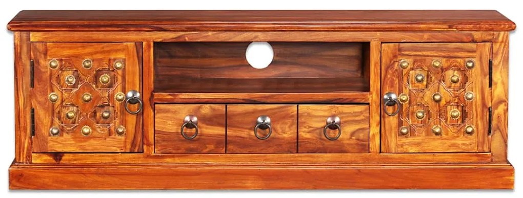 245148 vidaXL ТВ поставка, акациево дърво масив, 120x30x40 cм