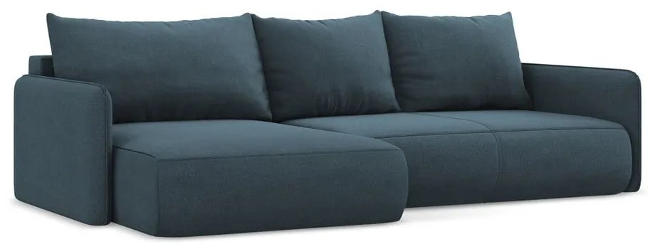 Син разтегателен ъглов диван с място за съхранение (ляв ъгъл) Nanea – Makamii