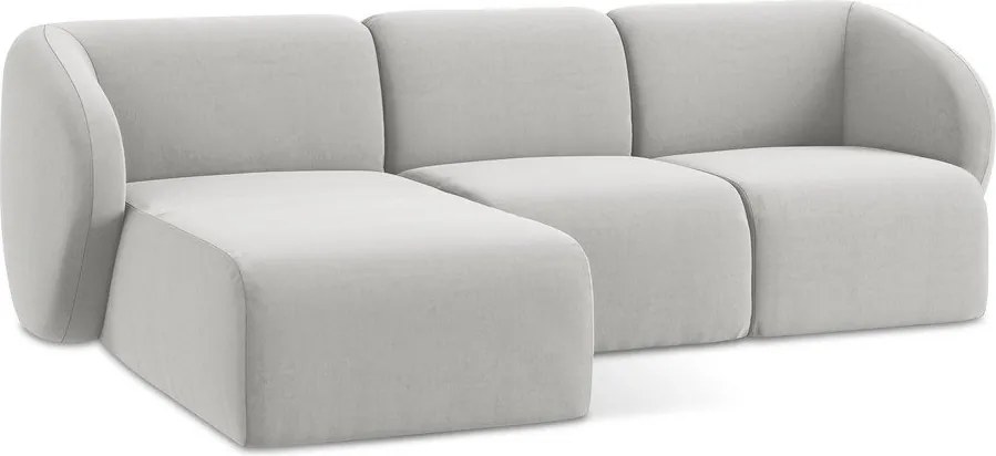 Светлосив кадифен ъглов диван (ляв ъгъл) Lani – Makamii