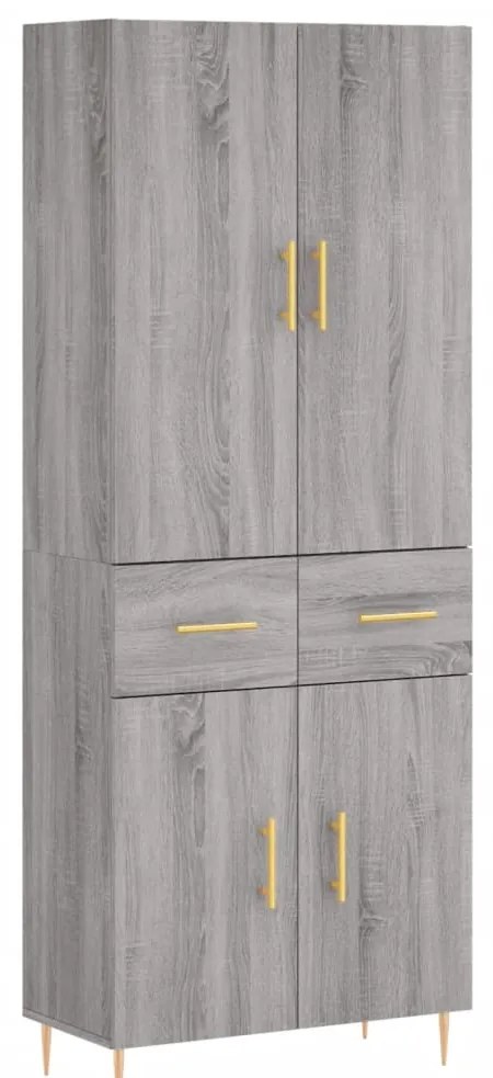 3198143 vidaXL Висок шкаф, сив сонома, 69,5x34x180 см, инженерно дърво