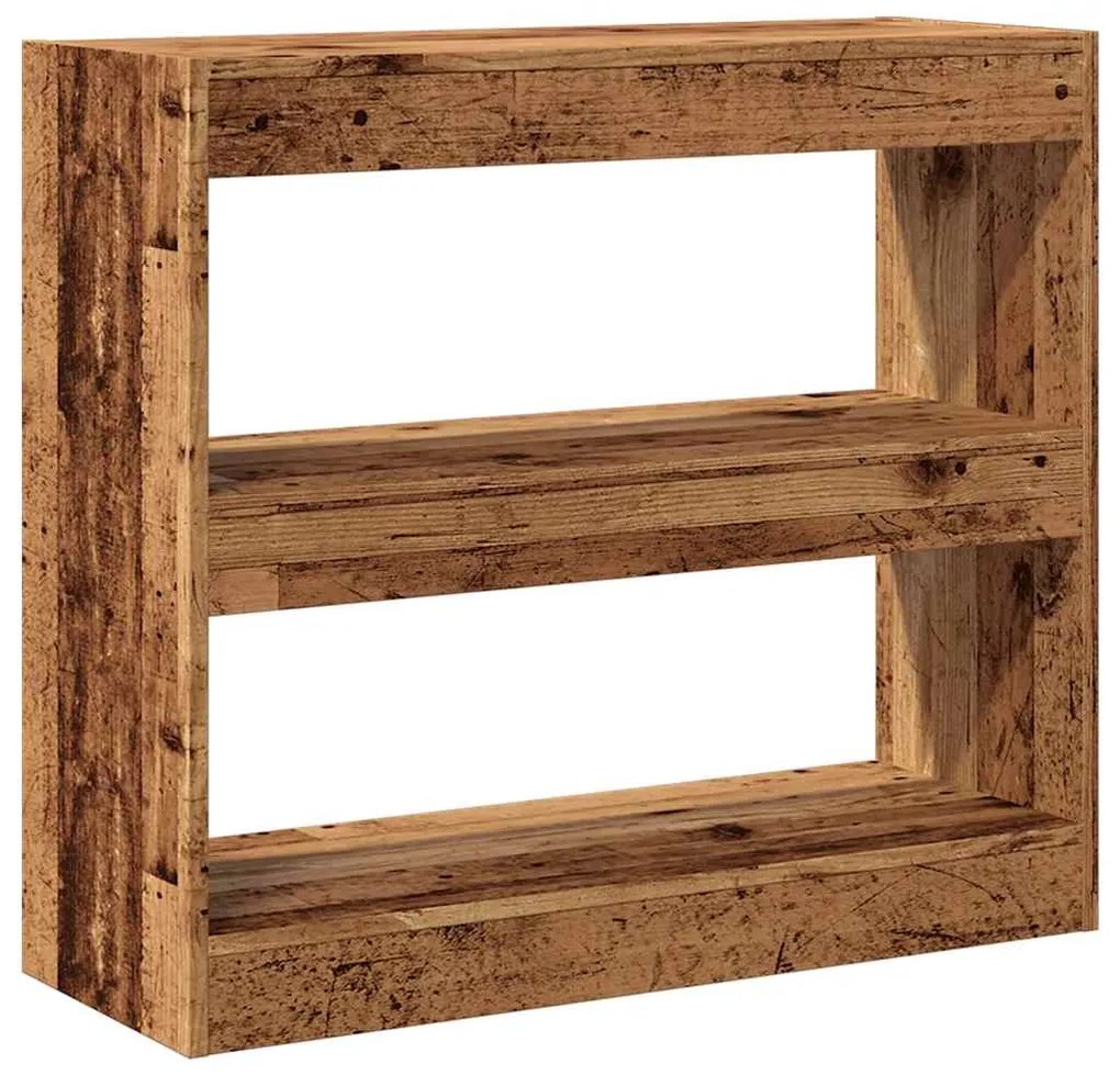 856814 vidaXL Шкаф за книги/разделител на стаи Старо дърво 80x30x72 cm