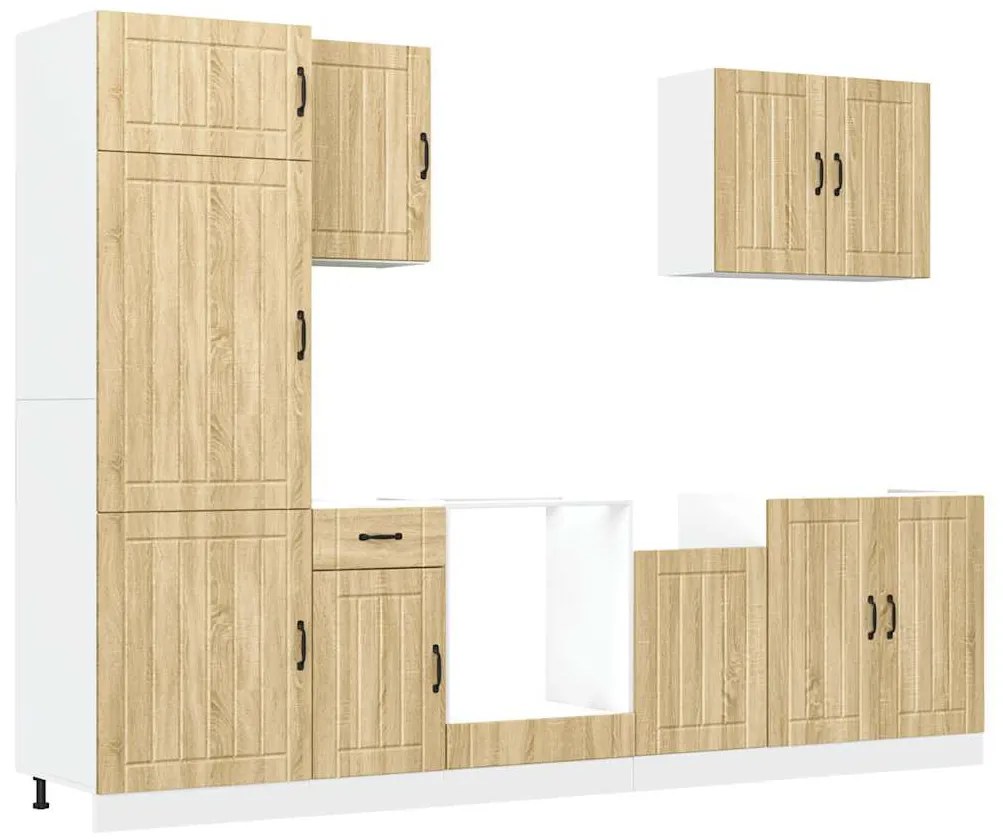 3314774 vidaXL Комплект кухненски шкафове от 7 части Lucca, инженерно дърво