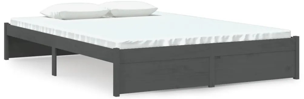 814931 vidaXL Рамка за легло, сива, масивно дърво, 140х190 см
