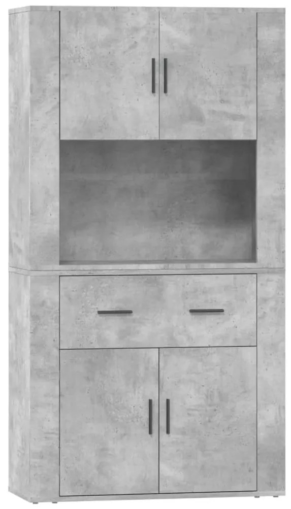 3185371 vidaXL Висок шкаф, бетонно сив, инженерно дърво