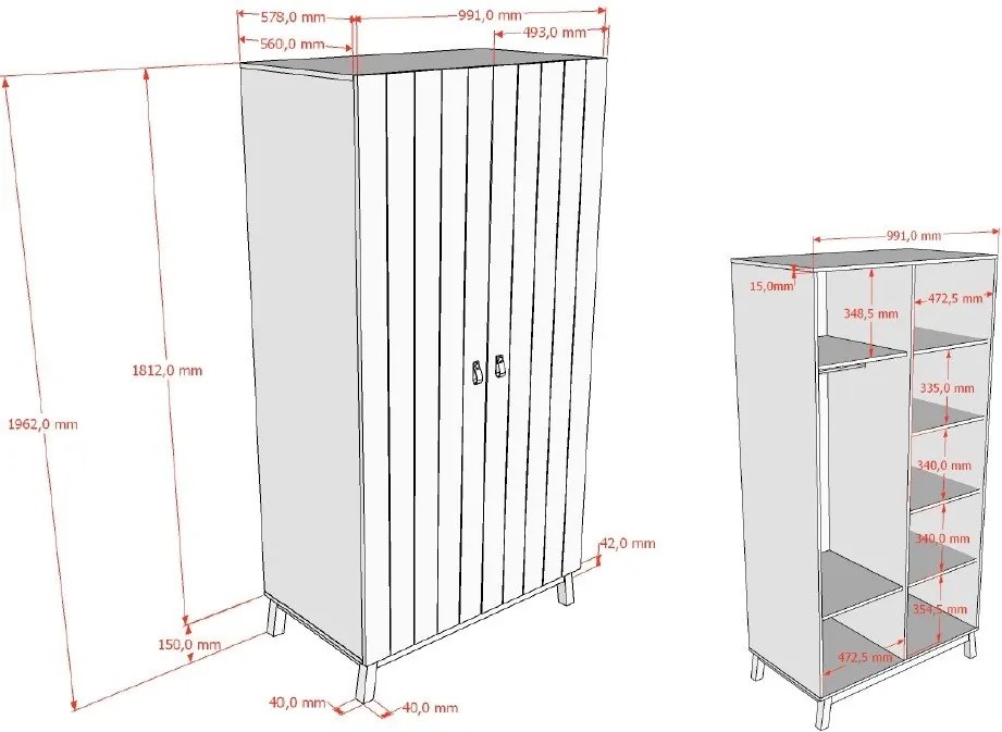 Бежов детски гардероб 99x196x58 cm Sezane – Vipack