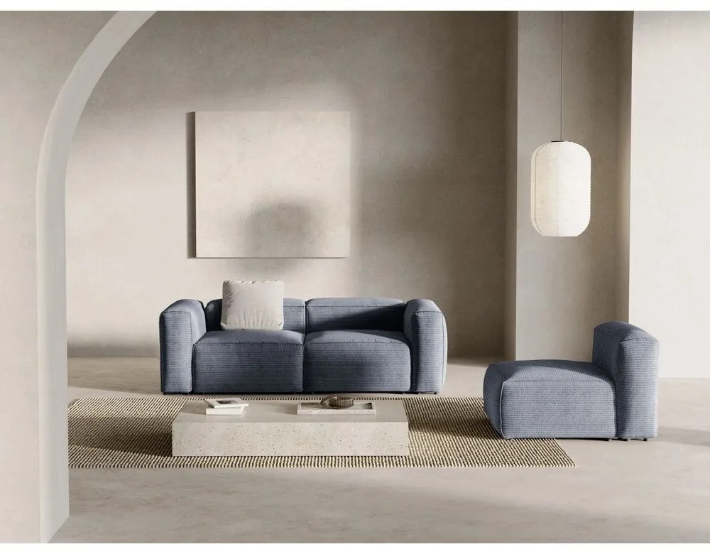 Сиво-син диван от рипсено кадифе 224 cm Bergamo – Cosmopolitan Design