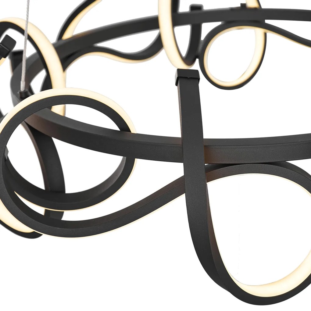 Дизайнерска висяща лампа черна кръгла с 3-степенно димиране - Krisscross