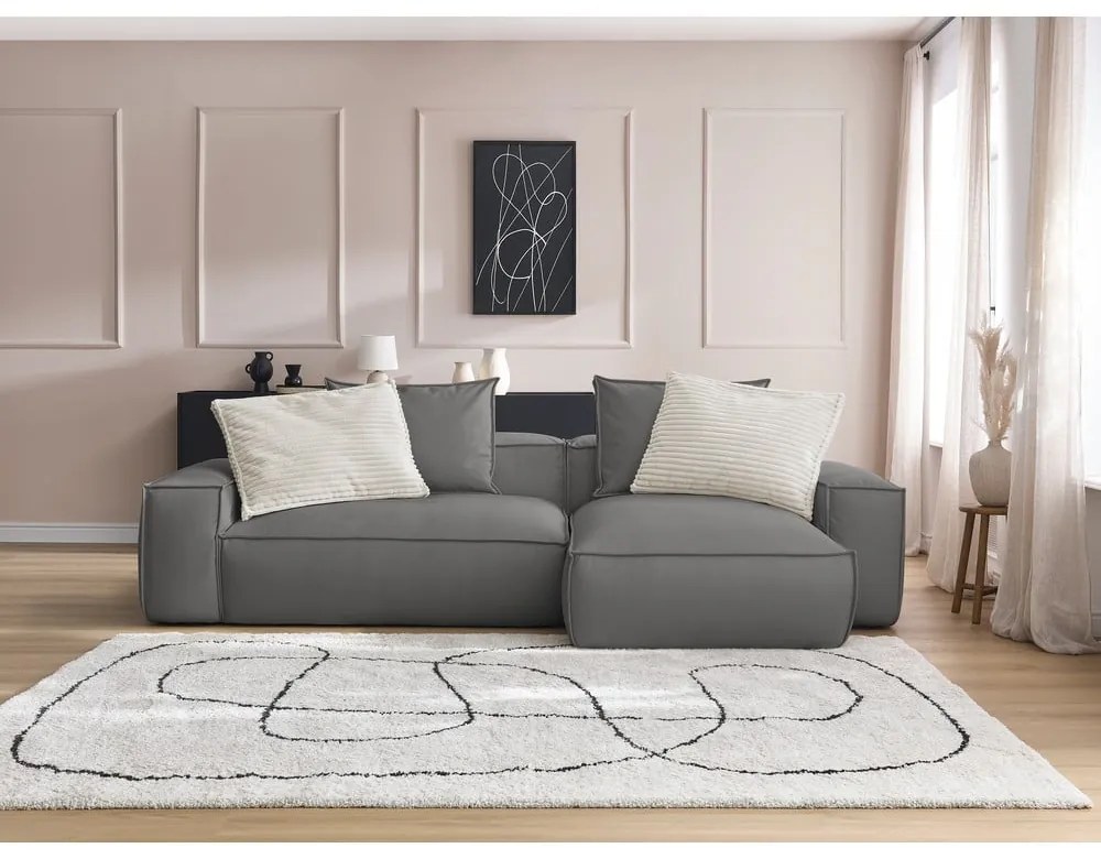 Сив ъглов диван от изкуствена кожа (променлив) Boheme – Bobochic Paris