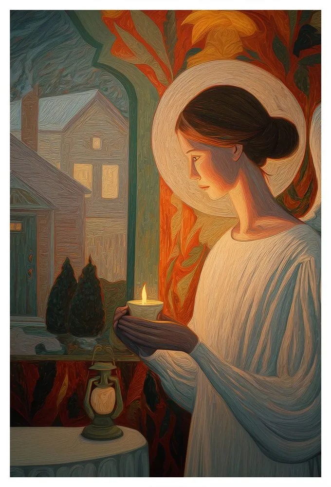 Картина на платно – Празнична ангелска светлина