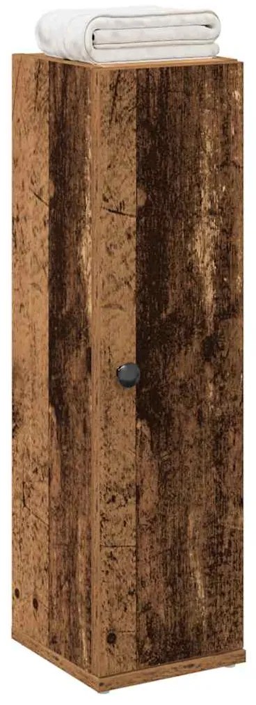 858522 vidaXL Шкаф за баня с държач за ролки, старо дърво, 20,5x22x72 см