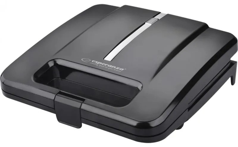 Сандвич тостер Esperanza EKT010 Parmigiano, 1000W, Четири сандвича, Тефлонови плочи, Черен