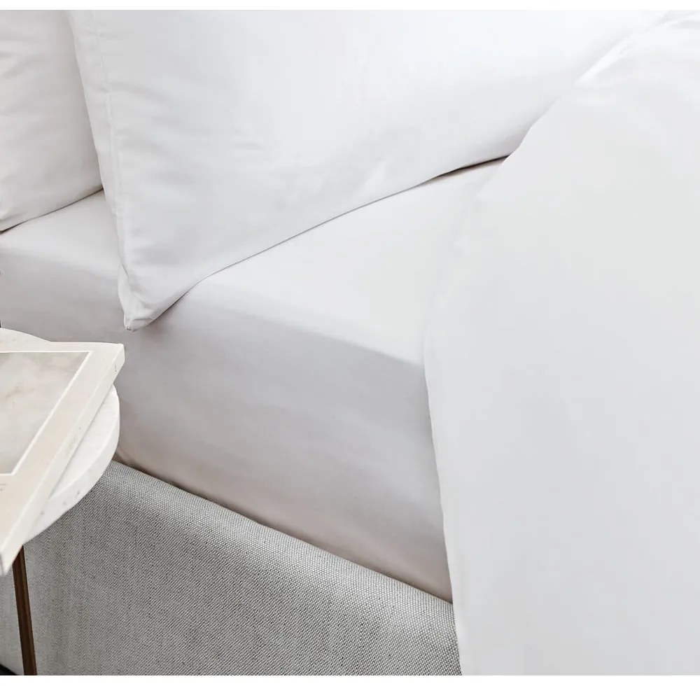 Бял памучен чаршаф от сатен Classic, 135 x 190 cm - Bianca