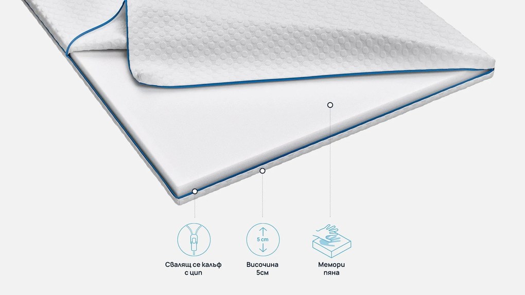 Топ матрак Bubbles Memory от Sleepy 5 см