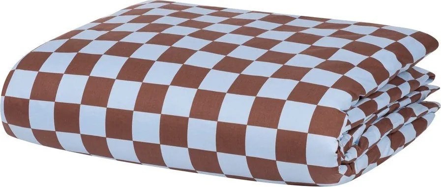 Светлосиня/кафява единична олекотена завивка от памучен сатен 140x200 cm Plu – noo.ma