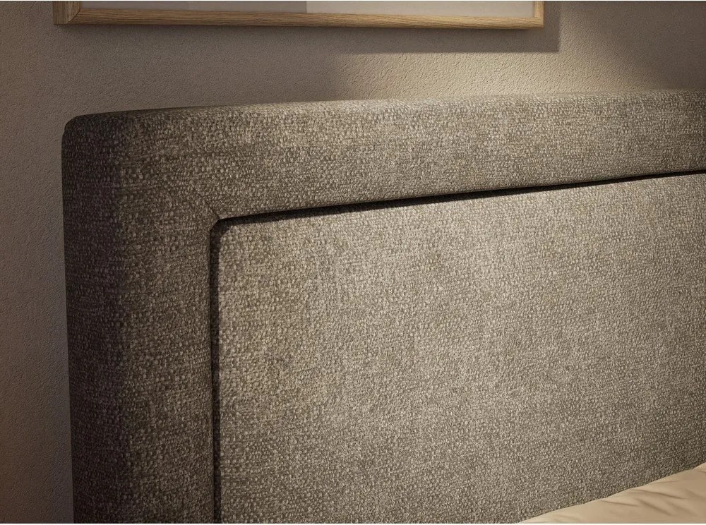 Сиво боксспринг легло 160x200 cm с място за съхранение Fresco – Maison de Rêve