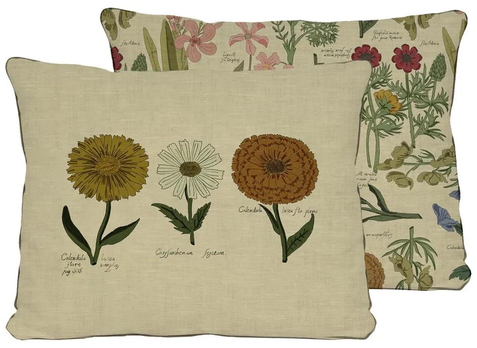 Бежова възглавница с мотив на цветя Цветя, 50 x 35 cm - Surdic