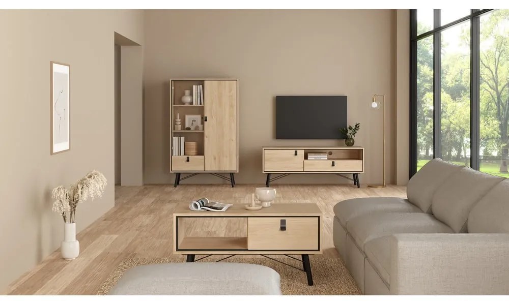 Маса за телевизор от дъбов декор в естествен цвят 150x60x40 cm Ry – Tvilum