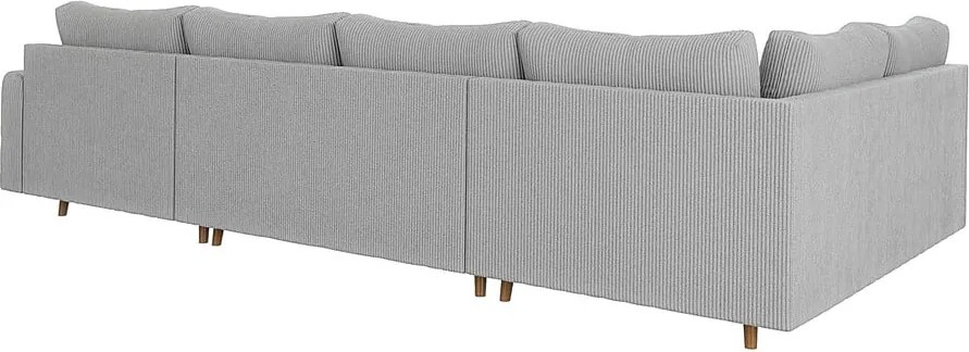 Светлосив ъглов диван от рипсено кадифе (десен ъгъл/"U" форма) Ariella – Ropez