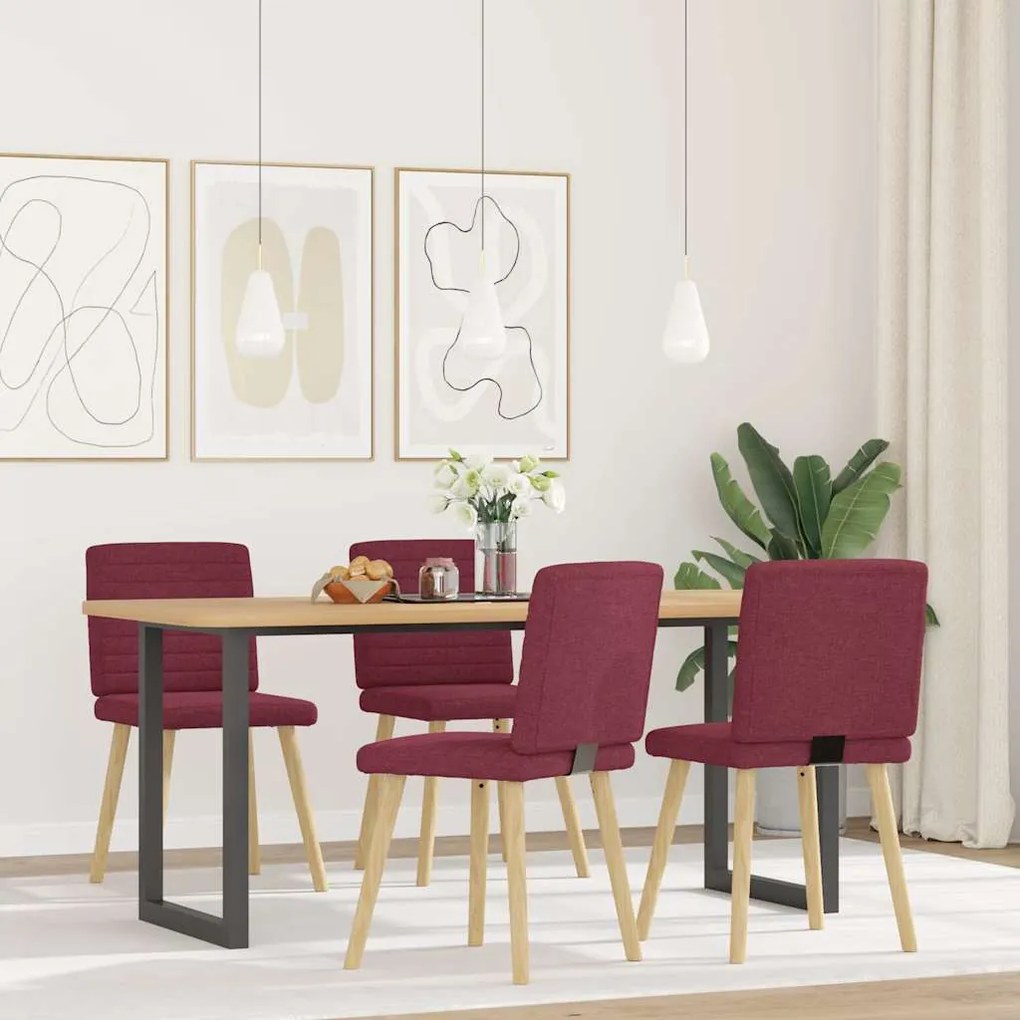 3315277 vidaXL Трапезни столове, 4 бр, виненочервени, текстил