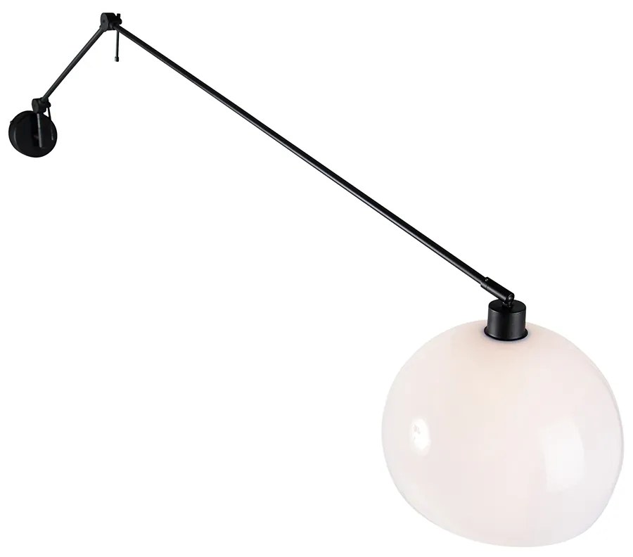 Стенна лампа черна с абажур бял 30 см регулируема - Blitz