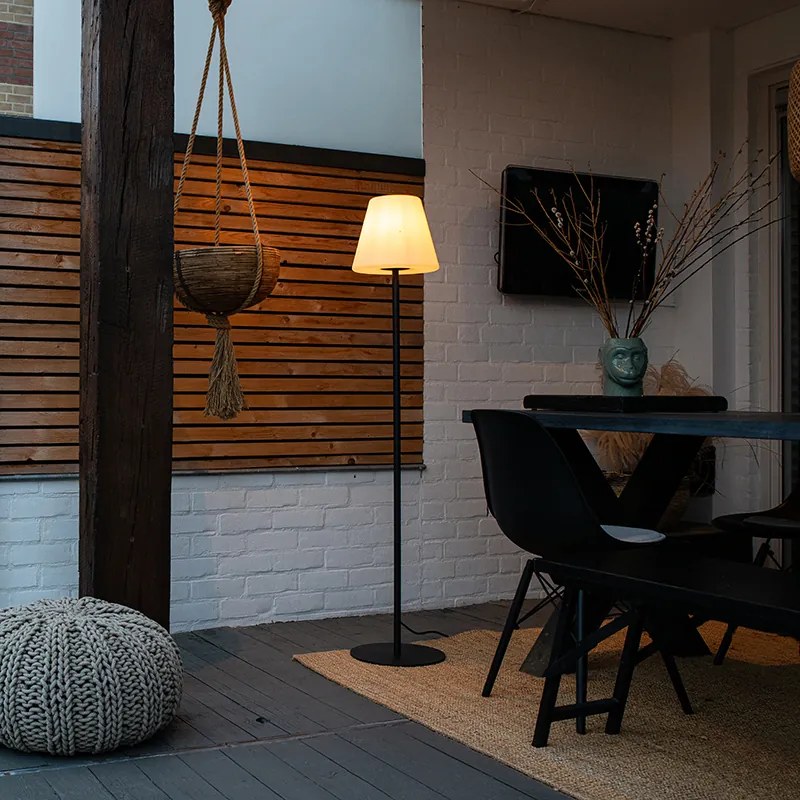 Подова лампа за външен монтаж черна с бял абажур IP65 25 см - Virginia