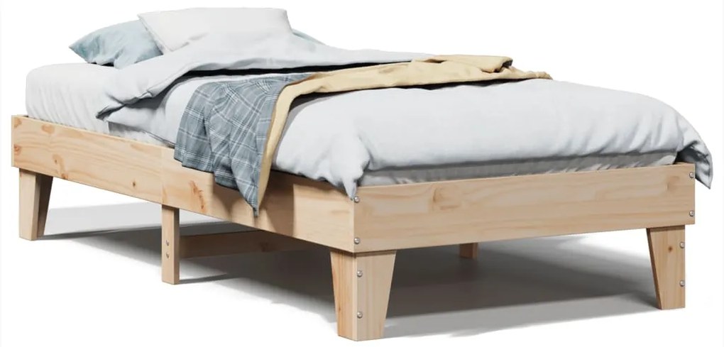 855379 vidaXL Рамка за легло без матрак, 75x190 см, масивна чамова дървесина