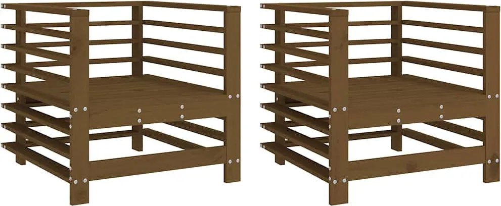 825628 vidaXL Градински столове, 2 бр, меденокафяви, бор масив