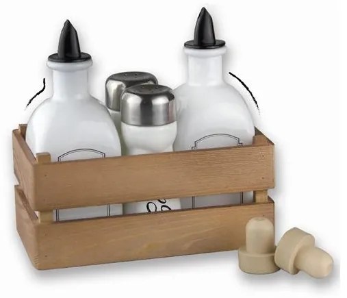 Horecano - Стъклен оливерник от 5 части в дървена касетка натурал OLD FASHIONED-(HC-32136)