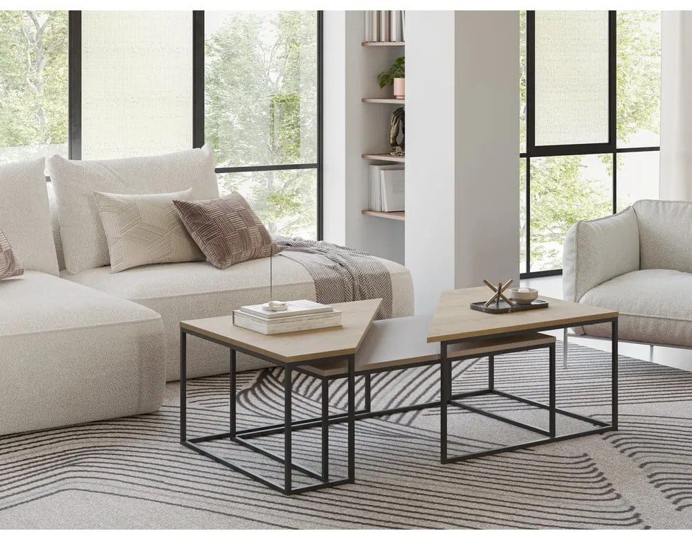 Масички за кафе в комплект от 3 бр. с дъбов плот 70x110 cm Titan – Marckeric