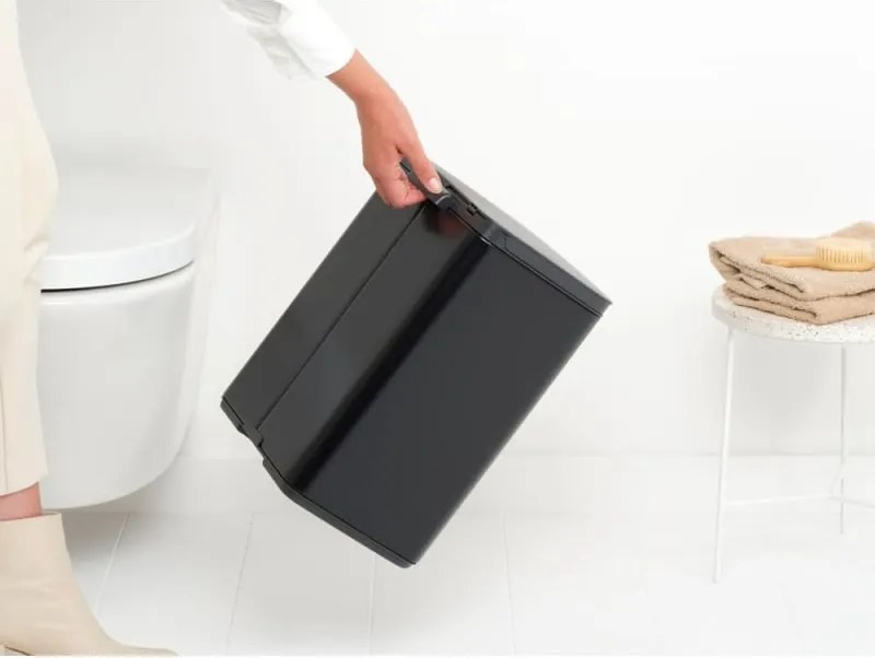 Кош за боклук Brabantia Bo Small 1006635, 12 л, Безшумно и плавно отваряне, Противоплъзгаща основа, Черен