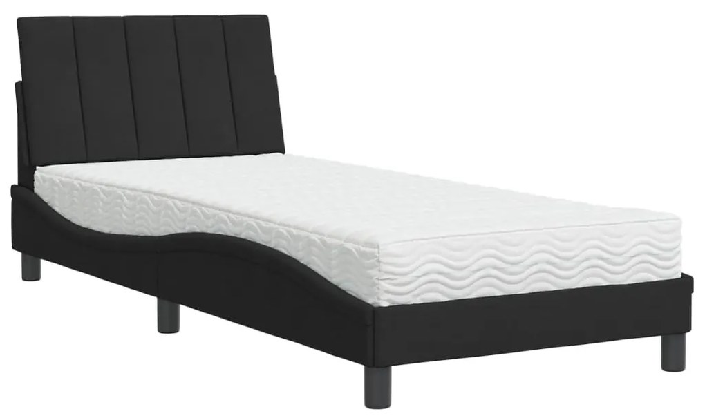 3208576 vidaXL Легло с матрак Hanko, черно, 90x200 см, кадифе