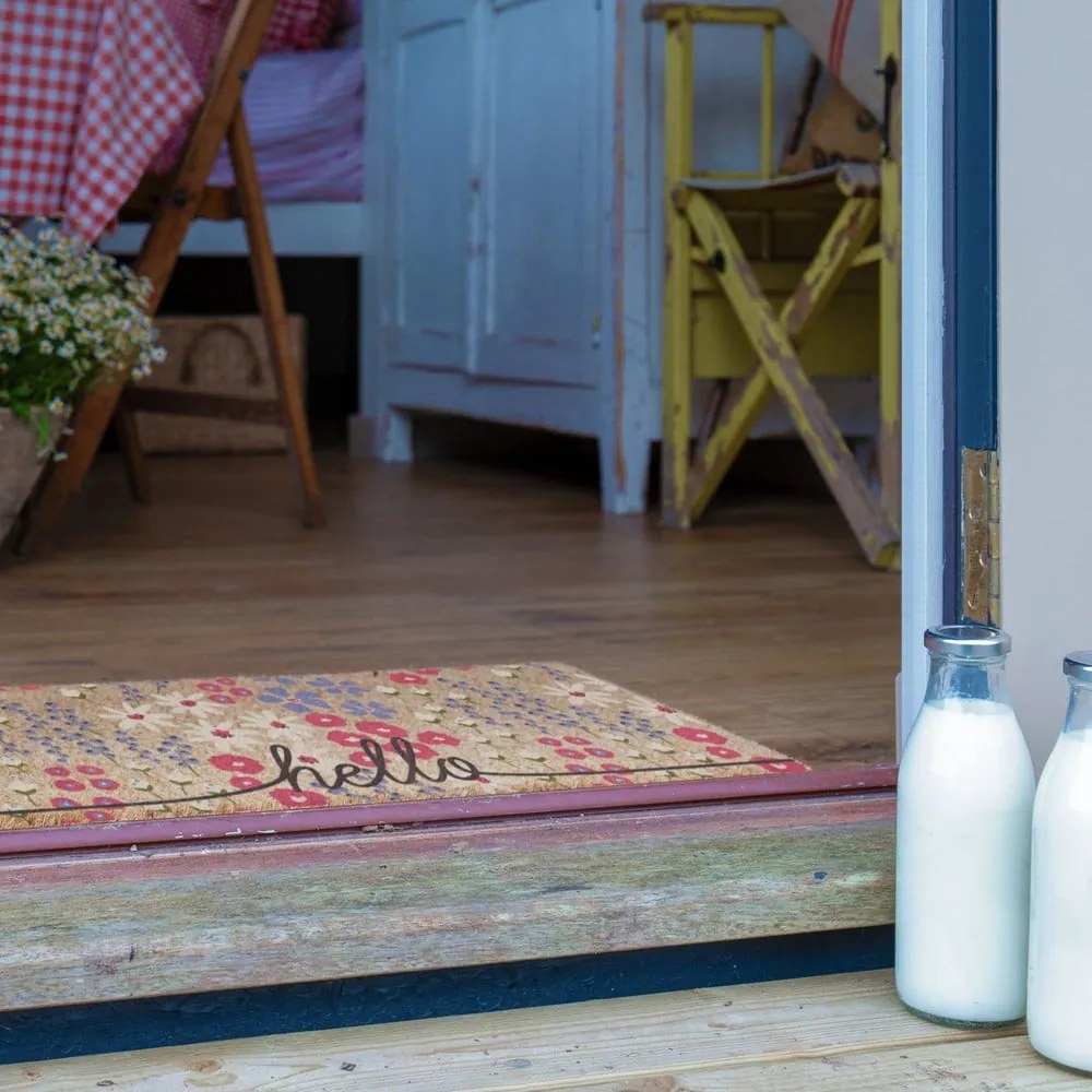 Изтривалка от кокосови влакна 40x120 cm Hello Scribbly Floral – Artsy Doormats