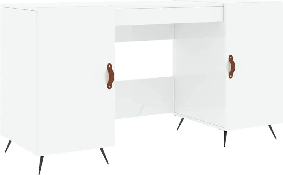 829518 vidaXL Бюро, бял гланц, 140x50x75 см, инженерно дърво