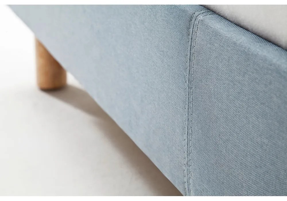 Синьо /сиво двойно легло 140x200 cm тапицирано без ламелно дъно Lena – Meise Möbel