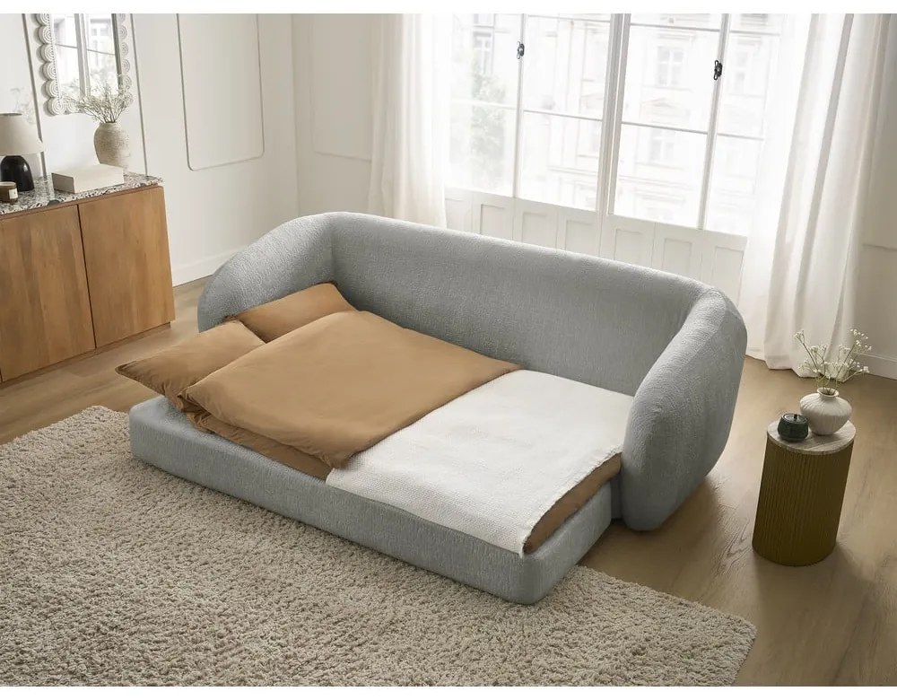 Светлосив шенилов сгъваем диван 228 cm Neyo – Bobochic Paris