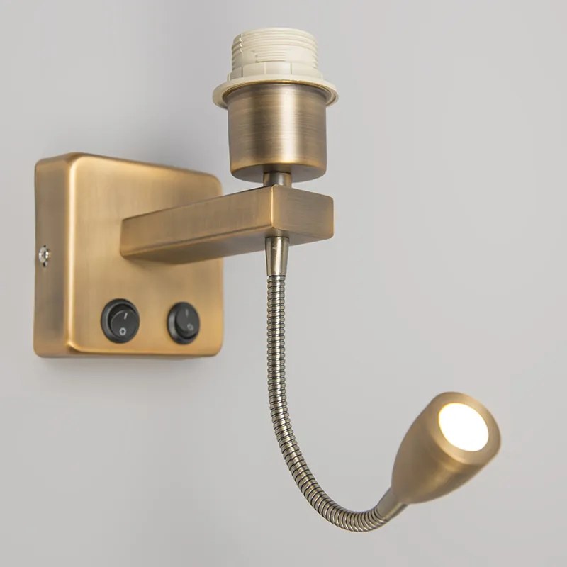 Стенна лампа бронз с LED с лампа за четене - Brescia Combi