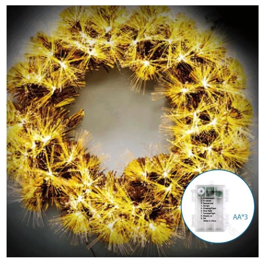 Aigostar - LED външен 3D коледен венец 72xLED/3xAA диаметър 50 см IP44 топло бяло