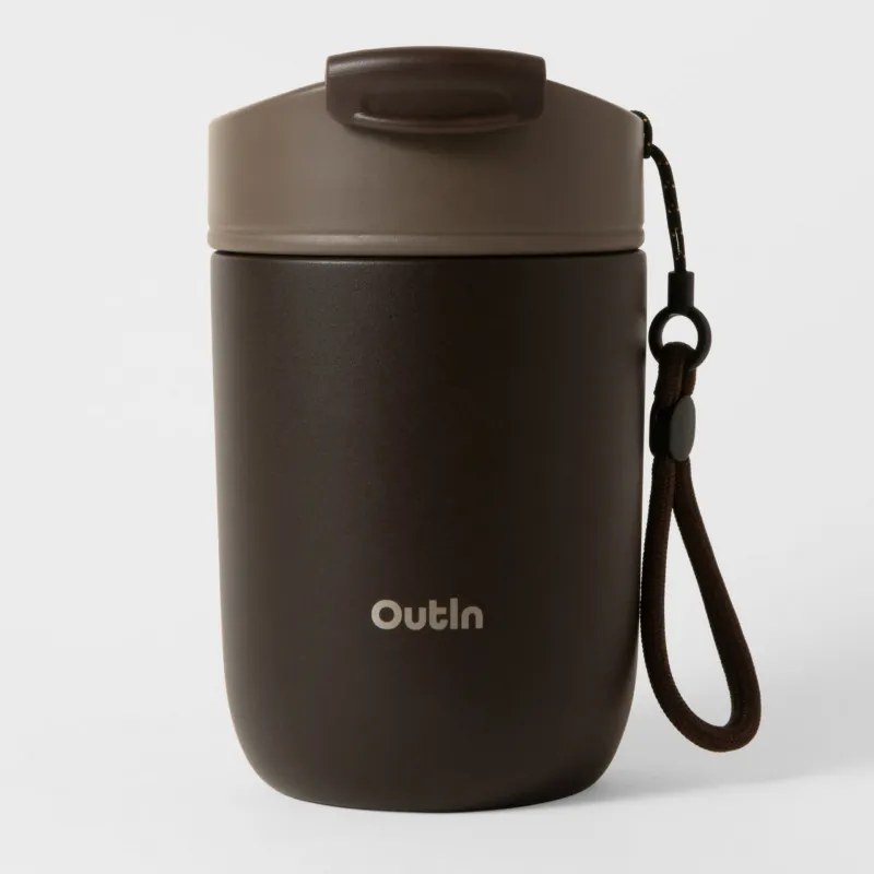Термочаша Outin Travel Tumbler, 350 мл, Топло 6ч, Студено 12ч, Неръждаема стомана 316L, Двойни стени, Вакуумна изолация, Тера кафяв