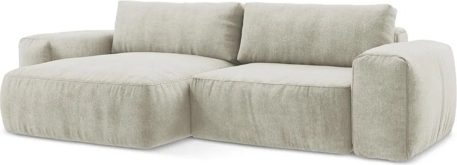 Бежов шенилов сгъваем ъглов диван (ляв ъгъл) Kuki – Makamii