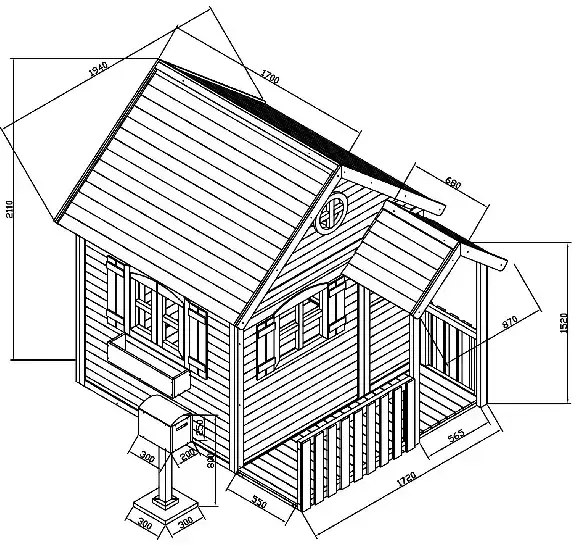 Голяма Дървена Детска Къща с Веранда GINGER HOME