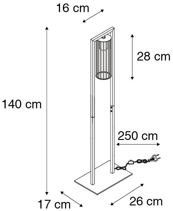 Интелигентна модерна подова лампа черна вкл. WiFi ST64 - Balenco Wazo