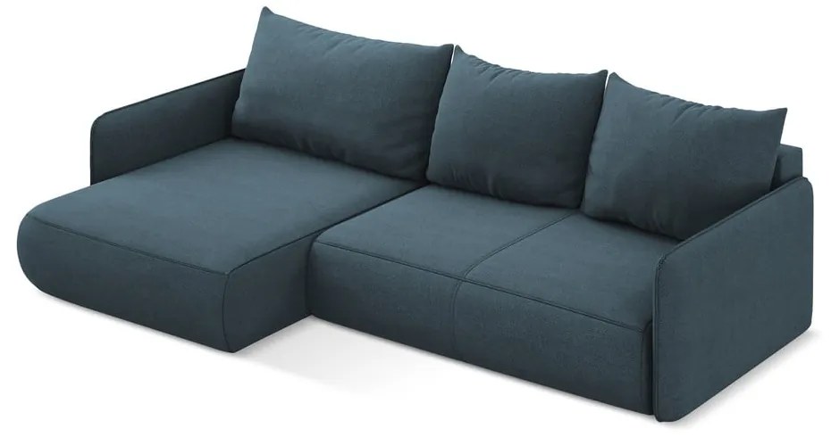 Син разтегателен ъглов диван с място за съхранение (ляв ъгъл) Nanea – Makamii
