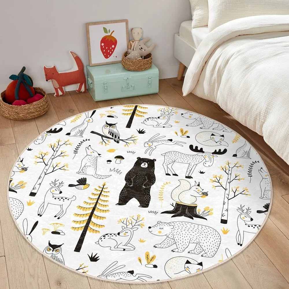 Жълто-бял детски килим ø 80 cm Comfort - Mila Home