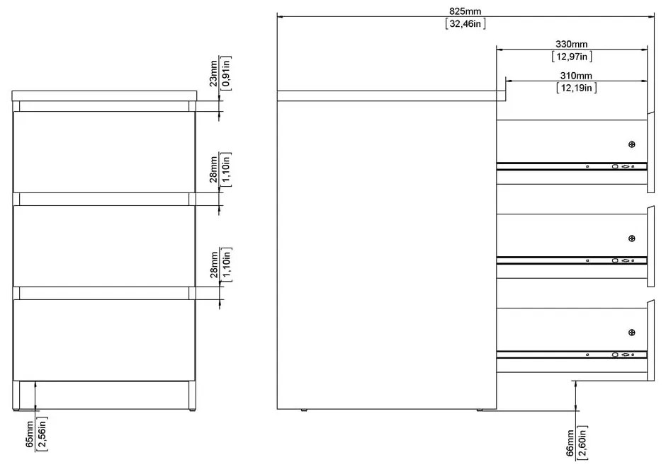 Скрин от дъбов декор в естествен цвят 40x70x50 cm Naia – Tvilum