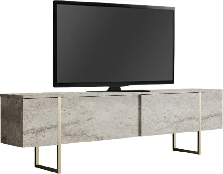 Мебели за телевизор от меламин Luxe в цвят травертин - злато 180x30x50см.