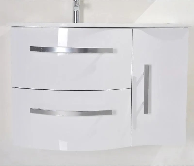 Конзолен PVC шкаф ICP 10061W със стъклен умивалник, 100x53x61см